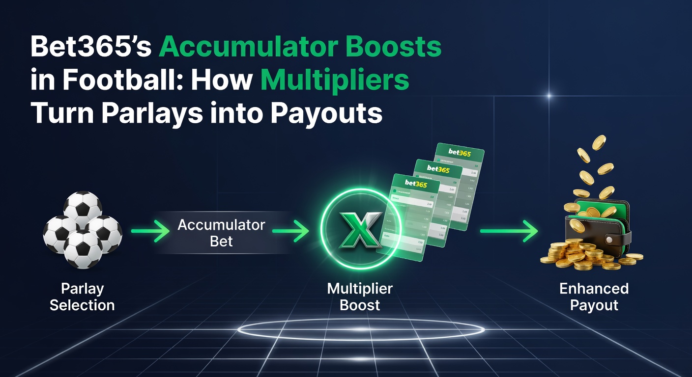 Close-up of a Bet365 bet slip displaying an accumulator with applied boost multiplier, showing enhanced odds for a multi-leg football parlay