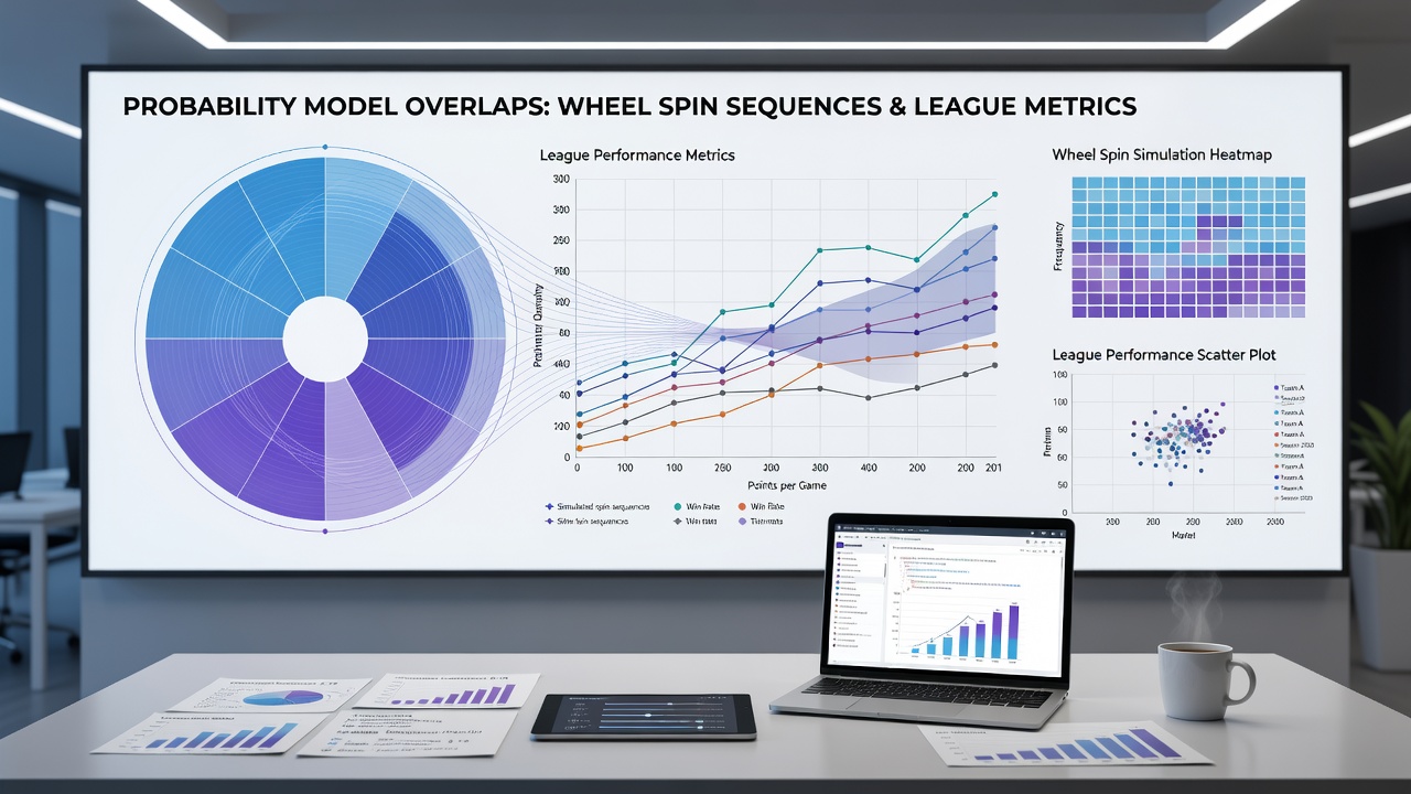 Data visualization comparing probability curves from wheel outcomes and sports league metrics within a mobile application
