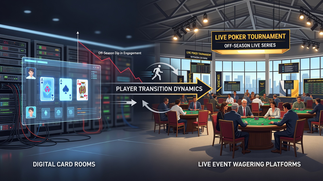 Live sports betting interface showing football odds next to poker table lobby on unified platform