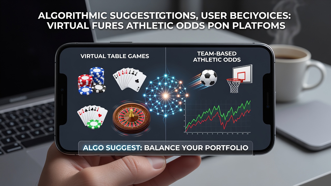 Mobile screen displaying algorithmic recommendations between virtual table games and sports betting odds